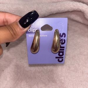Claire's Shiny Gold Teardrop Clip-On Earrings